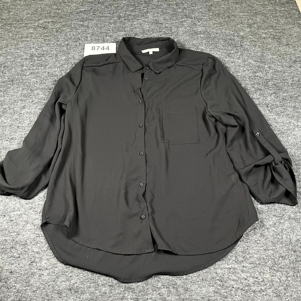 Love Tree Shirt Womens Large Black Long Sleeve Collared Button Up Casual Outdoor